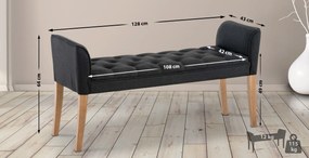 Banco estofado Cleopatra 64 x 128 x 43 cm Cinzento escuro