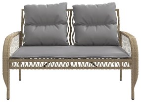 4 pcs conjunto de sofás para jardim c/ almofadões vime PE bege