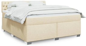 vidaXL Cama com molas/colchão 180x200 cm tecido cor creme
