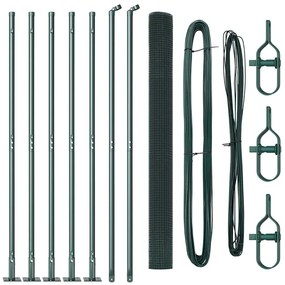 Cerca de Arame Welded com 7 Postes Flangeados Verde 1.4x10 m Aço