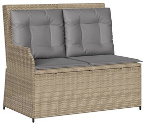 6 pcs conjunto lounge p/ jardim com almofadões vime PE bege