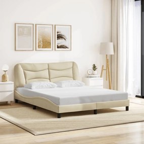 Estrutura de cama sem colchão 160x200 cm tecido cor creme
