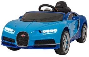 Carro elétrico para Crianças 12V Bugatti Chiron Rodas de EVA, Assento de couro Azul