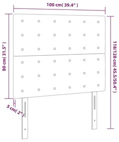 Cabeceira de cama c/ LED veludo 100x5x118/128 cm verde-escuro