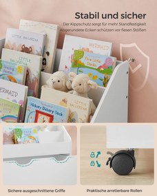Estante para brinquedos com 3 níveis de prateleiras sobre Rodas 29,5 x 62,5 x 70 cm branco nublado