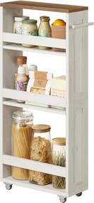 Carrinho estreito com 4 prateleiras 15 x 43,2 x 86,5 cm branco + castanho