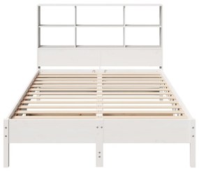 Cama com estante sem colchão 120x200 cm pinho maciço branco