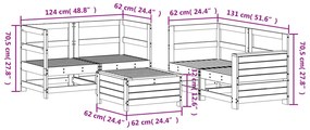 5 pcs conjunto de sofás para jardim madeira de pinho impregnada