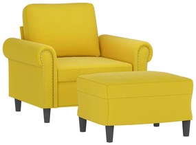 Poltrona com apoio de pés 60 cm veludo amarelo