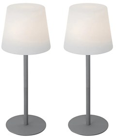 LED Conjunto de 2 candeeiros de mesa recarregáveis cinzentos 40 cm IP54 - Jude Moderno