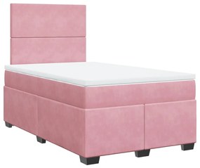 Cama boxspring com colchão 120x200 cm veludo rosa