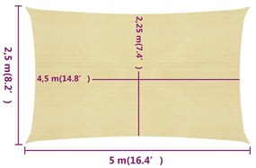 Para-sol estilo vela 160 g/m² 2,5x5 m PEAD bege