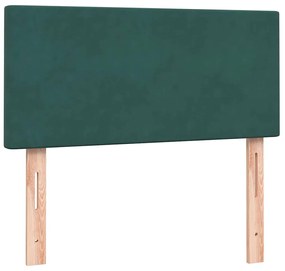 Cama com molas/colchão 90x220 cm veludo verde-escuro