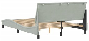 Estrutura de cama sem colchão 140x200 cm veludo cinzento-claro