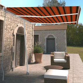 Toldo retrátil manual com LED 350x250 cm laranja e castanho