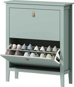 Sapateira com capacidade para 14 pares 80 x 24 x 95,5 cm, com 2 gavetas rebatíveis, prateleiras removíveis e ajustáveis, verde