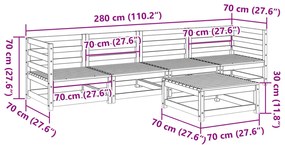 5 pcs conjunto de sofás de jardim pinho maciço castanho-mel