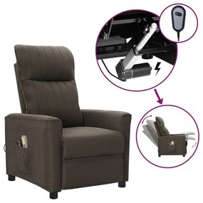 vidaXL Poltrona de massagens elétrica reclinável tecido castanho