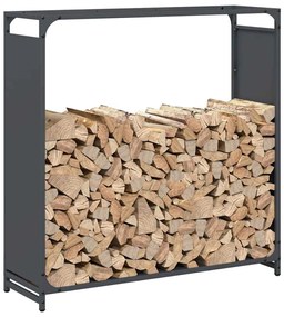 Suporte para lenha 90x28x90 cm aço laminado a frio antracite