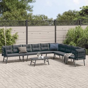vidaXL 5 pcs bancos de jardim com almofadões aço revestido a pó preto