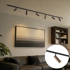 Sistema de iluminação de trilho moderno com 6 focos bronze escuro 1-fase - Slimline Uzzy