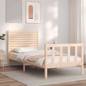 3193171 vidaXL Estrutura cama de solteiro c/ cabeceira madeira maciça