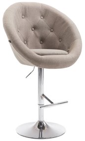 Banco de bar London em tecido e com estrutura cromada 65 x 107-128 x 57 cm Castanho acinzentado