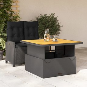 vidaXL 2 pcs conjunto de jantar p/ jardim c/ almofadões vime PE preto