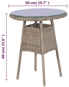 Conjunto bistrô com almofadões 3 pcs vime PE castanho
