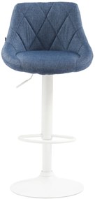 Banco de bar Lazio em tecido e com estrutura branca 46 x 83-104 x 49 cm Azul