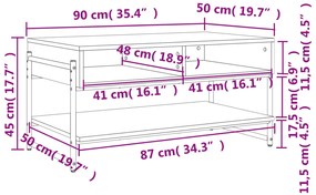 Mesa de centro 90x50x45 cm derivados de madeira cinzento sonoma