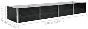 Canteiro elevado jardim aço galvanizado 320x80x45 cm antracite
