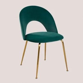 Cadeira de Jantar de Veludo Glorys Style Verde Selva & Dourado - Sklum