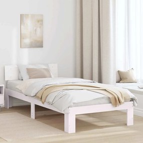 vidaXL Estrado de Cama com Cabeceira Branco 80x200 cm Madeira de Pinho Maciça