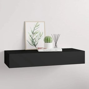 Prateleira de parede com gaveta MDF 60x23,5x10 cm preto