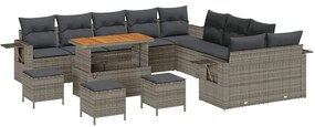 Conjunto de Sofá de Jardim 14 pcs Cinza e Cinza Escuro