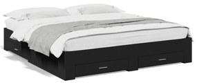 vidaXL Estrutura de cama c/ gavetas 200x200 cm derivados madeira preto