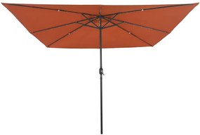 Guarda-Sol Quadrado com Luzes LED 295 x 245 cm Terracota