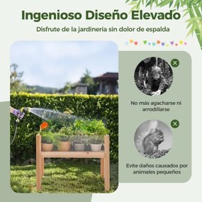 Floreira de madeira elevada com pernas, orifícios de drenagem e painéis acrílicos Canteiro de frutas e legumes 100 cm x 59 cm x 77 cm Natural