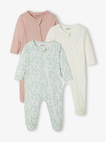 Lote de 3 pijamas em jersey, para bebé branco claro bicolor/multicolo