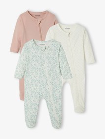 Oferta do IVA - Lote de 3 pijamas em jersey, para bebé branco claro bicolor/multicolo