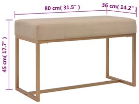 Banco Jean em Veludo e Pernas Douradas com 80cm - Bege - Design Modern