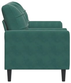 Sofá 2 lug. c/ almofadas decorativas 140cm veludo verde-escuro