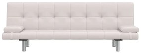 Sofá-cama ajustável c/ 2 almofadas couro artificial branco nata