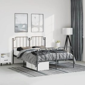 vidaXL Estrutura de cama com cabeceira e pés 150x200 cm metal preto