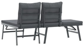 Bancos de jardim com almofadões 2 pcs aço revestido a pó preto