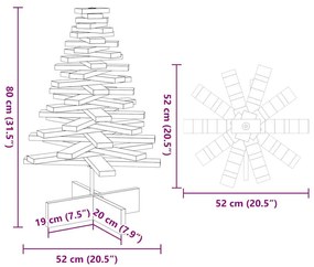 Árvore Natal decorativa 80 cm madeira de pinho maciça branco