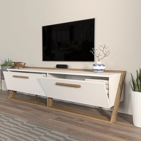 Móvel TV Astrid – Branco e Nogueira – 163,8 x 46,8 x 36,6 cm