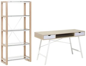 Conjunto de escritório em branco e madeira clara JENKS/CLARITA Beliani