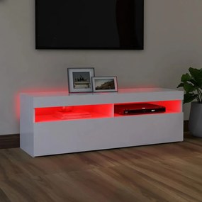 Móvel de TV com luzes LED 120x35x40 cm branco